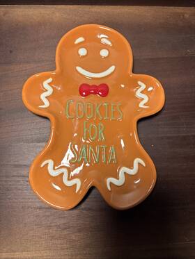 208906a Holiday Time Gingerbread Man Plate Christmas Dish 9.5 X 7 In Euc