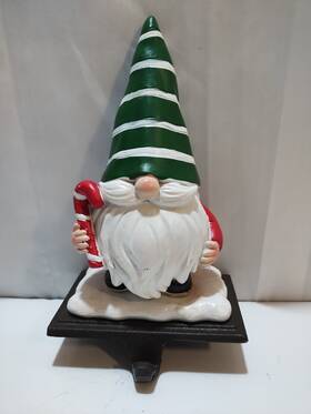 Holiday Time 221128 Gnome Santa Stocking Holder Hanger Candy Cane Retired Christmas