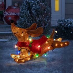 Holiday Time 313036662631 Dachshund Lighted Christmas Dog Decor 30 Inch Muilticolor Lights Up New