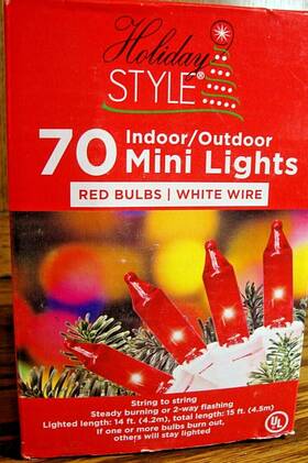 Holiday Time 430000537556 Nib 70-light Mini Red Christmas 14ft Strand White Wire String Indoor/outdoor 614
