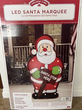 50863-89 Holiday Time Led 36 Inch Marquee Santa Sign Battery Operated Christmas D Cor