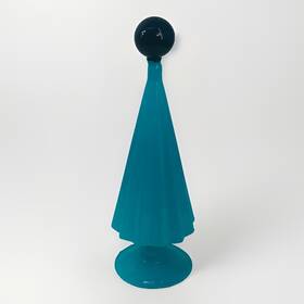 61584399 Holiday Time Pleated Glass Christmas Tree 10 Inch Montal Table Top Desk Decor Blue / Black