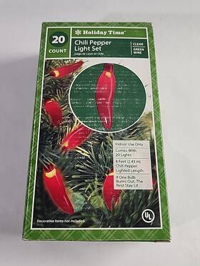 62-072 Holiday Time Chili Pepper Christmas Light Set String Lights Tree Rv Patio Tiki Bar