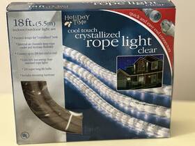 64-176 Holiday Time - 18ft Indoor/ Outdoor Warm White Rope Lights Christmas New