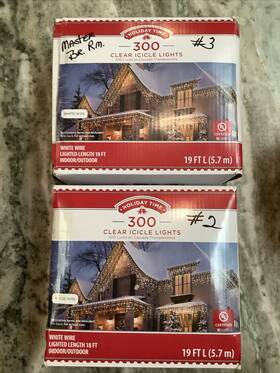 66-521 Holiday Time 2 300 Clear 19 Icicle String Lights White Wire Christmas Wedding