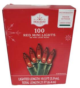 66-571s Holiday Time 100 Red Mini String Lights Green Wire Christmas Incandescent New