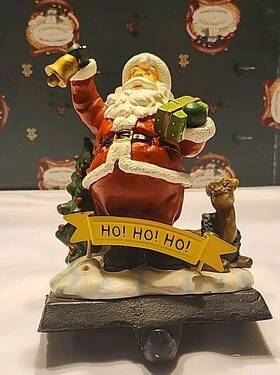 665154 Holiday Time Christmas Santa Stocking Holder Brand Cast Iron/resin Ornament