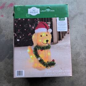 67-261 Holiday Time 19 Inch Light-up Plush Golden Dog New 2025 Christmas