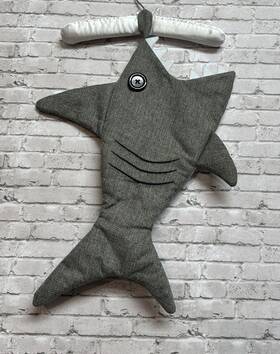 Holiday Time 681884466597 Gray Shark Christmas Stocking With Teeth 20in