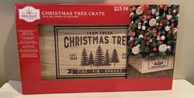 Holiday Time 681884515301 Farm Fresh Christmas Tree Crate Box Skirt Stand 11x20 Inch Natural Wood