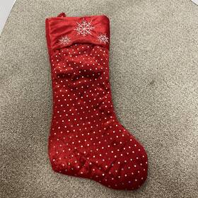 Holiday Time 681884546800 Red Velvet Christmas Stocking With Snowflake Design 20 Inch