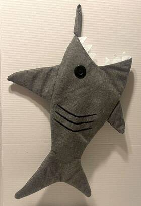 Holiday Time 681884547043 Fun Gray Shark Christmas Stocking Teeth Button Eye 21 Inch