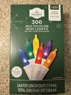 72-359 Holiday Time 300 Ct Multicolor Led Mini Christmas Lights White Wire 61.3ft New