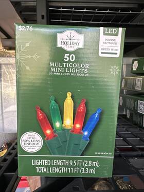 72284 Holiday Time Lot Of 5 Led Mini Christmas Lights Multicolor 11 Ft 50-count Green