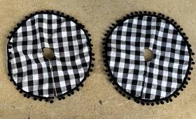 Holiday Time 727223767564 Mini Christmas Tree Skirt 18 Inch Black And White Buffalo Plaid Tassels Set