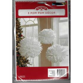 Holiday Time 751032558648 16 Inch White Pom Decor Christmas Decorations Lot Of 6 Packs