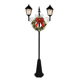 Holiday Time 764878205584 6ft Pre-lit Battery-operated Christmas Lamp Post With Lighted Wreath