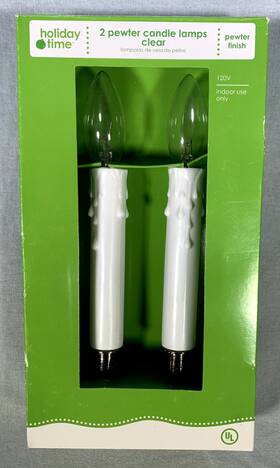 Holiday Time 764878608804 2 Pewter Finish Candle Lamps Clear 120v Christmas