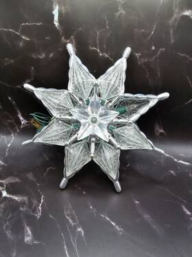 Holiday Time 764878615604 Light-up Christmas Star Tree Topper White/clear 8 Inch Tested