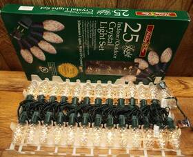Holiday Time 764878624842 Crystal Clear Christmas String Lights 25 Count Tested