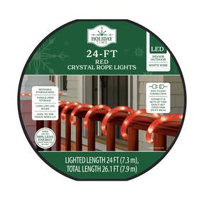 Holiday Time 764878640224 Indoor/outdoor Led Christmas Candy Cane Rope Lights Cool White 24ft By