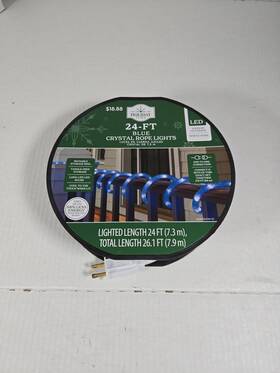 Holiday Time 764878641917 24ft Blue Crystal Rope Led Lights Christmas White Wire New