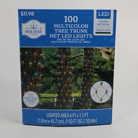 Holiday Time 764878661373 Christmas Led Tree Trunk Net Lights Multicolor 100 Count