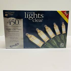 Holiday Time 764878665975 Mini Christmas Lights Clear Color 450ct Green Wire Indoor Outdoor