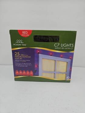 Holiday Time 764878668112 New Lights 25 C7 Red Indoor Outdoor Nib Christmas