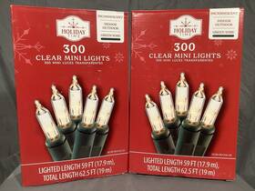 Holiday Time 764878669140 2 New Boxes 300 Clear Mini Christmas Lights 600 59 Ft Ea