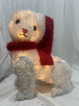 Holiday Time 764878670085 Fluffy Cat Christmas Indoor Outdoor Led Light Up Decor 20 Inch Working