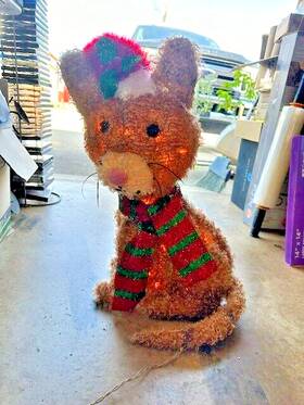 Holiday Time 764878671273 Light Up Fluffy Cat 22 Inch Indoor Outdoor S-10 Christmas Kitten