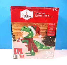 Holiday Time 764878672669 Light-up Plush T-rex Christmas Yard Decoration 24 Inch Long 18 Tall