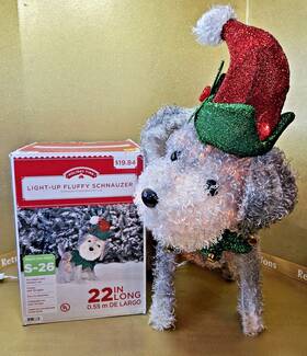 Holiday Time 764878673734 Fluffy Schnauzer Dog Elf Christmas Light 22 Inch Works Indoor Outdoor