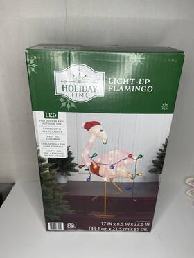 Holiday Time 764878690380 32 Inch Light-up Fluffy Christmas Flamingo 35 Lights