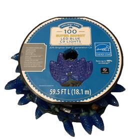 Holiday Time 764878702175 100 Count Blue Led Super Bright C9 Christmas Lights 59.5 Ft
