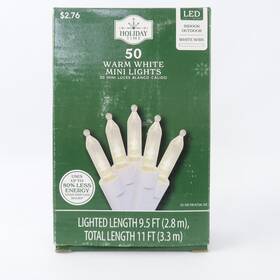 Holiday Time 764878720353 Mini Christmas Lights 50ct Warm White Party In/outdoor Patio Event Wedding