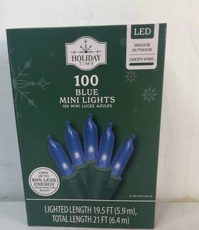Holiday Time 764878720766 100 Blue Christmas Wedding Mini Lights String Indoor Outdoor New