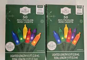 Holiday Time 764878720933 Lot Of 2 50 Multicolor Mini String Christmas Lights Green Wire 9.5ft
