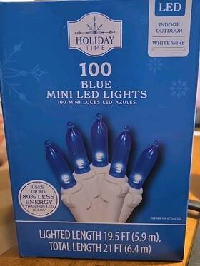 Holiday Time 764878723019 100 Count Blue Led Mini Christmas Lights With White Wire 21 Feet