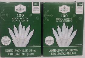 Holiday Time 764878724146 Lot Of 2 Cool White Mini Led Wire Christmas Lights 100 Count