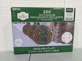 Holiday Time 764878760106 200-count Multicolor Led High-density Net Christmas Lights With Green Wire