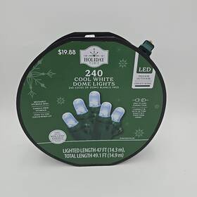 Holiday Time 764878760991 Christmas Lights 240 Warm White Dome Led Green Wire 49.1ft