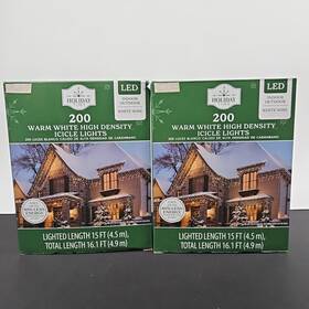 200-ct Holiday Time 764878764258 Warm White Led Icicle Wire Christmas Lights 15 Ft Lot2