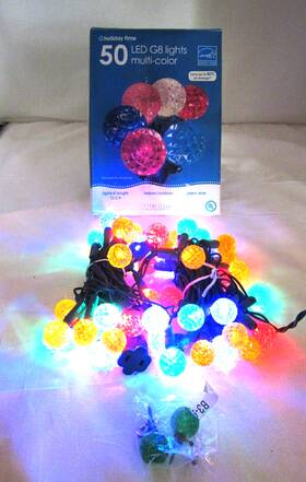 Holiday Time 764878785611 Multi- Colored Christmas Led G8 Lights 50 Count - 12.5ft