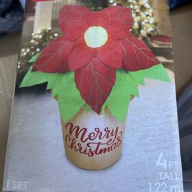 Holiday Time 810059721746 2023 Christmas Poinsettia Flower Potted Airblown Inflatable 4ft New