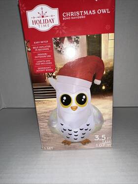 Holiday Time 810059722804 Christmas Owl Inflatable 3.5 Ft Tall Outside Yard Decor Led