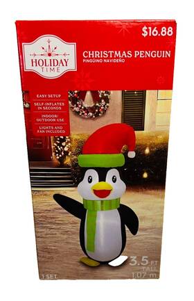 Holiday Time 810059722934 New Christmas Penguin 3.5 Ft. 1.07 M Tall Xmas Airblown Inflatable