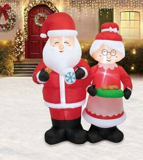 Holiday Time 810059724358 Santa And Mrs Claus Christmas Tea Airblown Inflatable 6 Ft New