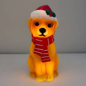 Holiday Time 820290116010 Christmas Blow Mold Dog Led Tabletop Santa Puppy Lights Up 11.5 Inch